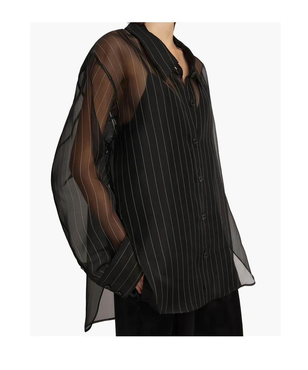 Sheer Detailed Long-Sleeve Shirt