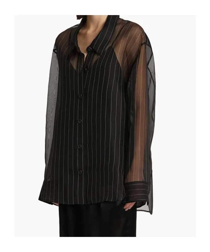 Sheer Detailed Long-Sleeve Shirt