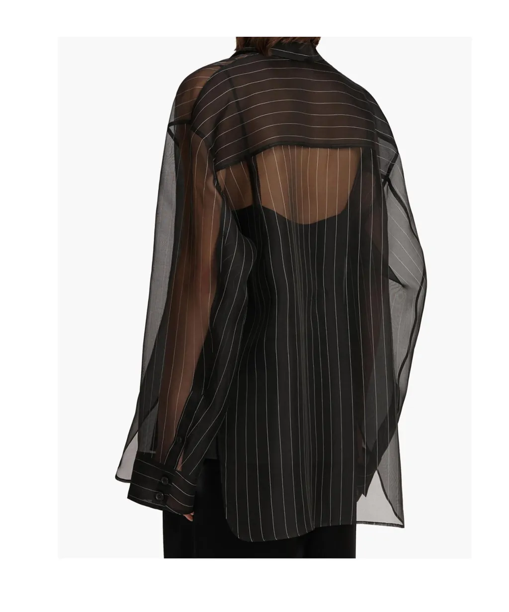 Sheer Detailed Long-Sleeve Shirt