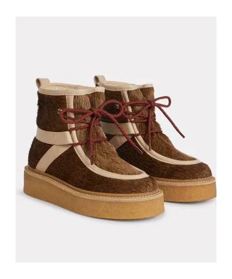 Pony Leather Lace-Up Boots Yuki