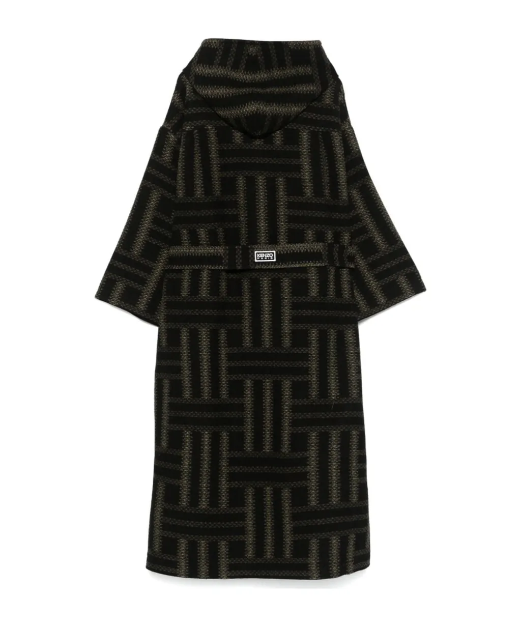 Double-Breasted Coat With Kimono Sleeves Kenzo Weave