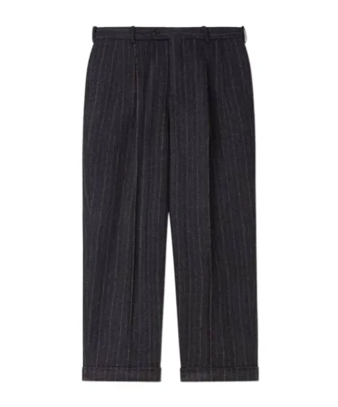 Straight Pleated Tailored Pants In Virgin Wool