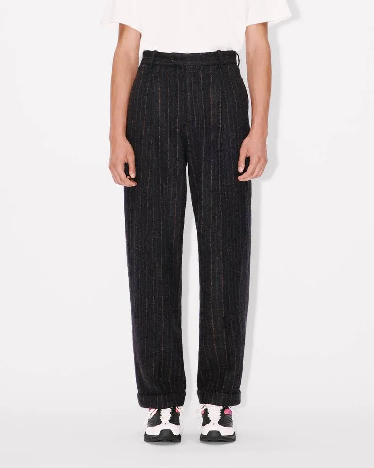 Straight Pleated Tailored Pants In Virgin Wool