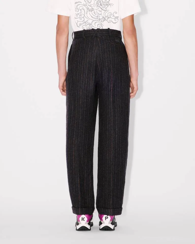 Straight Pleated Tailored Pants In Virgin Wool