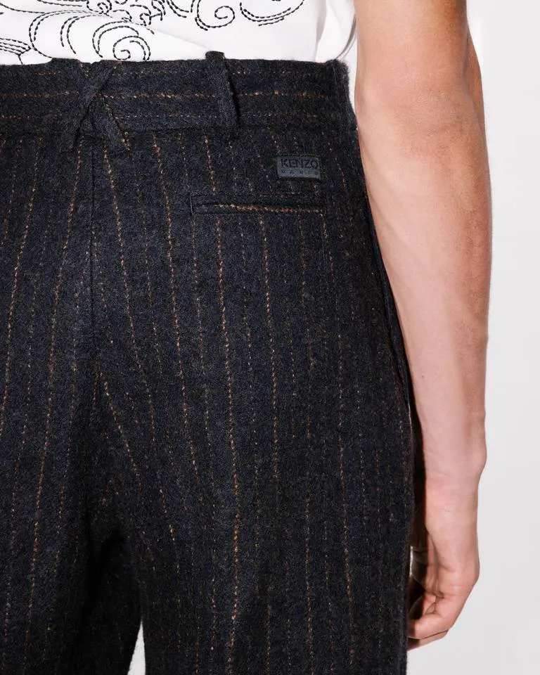 Straight Pleated Tailored Pants In Virgin Wool