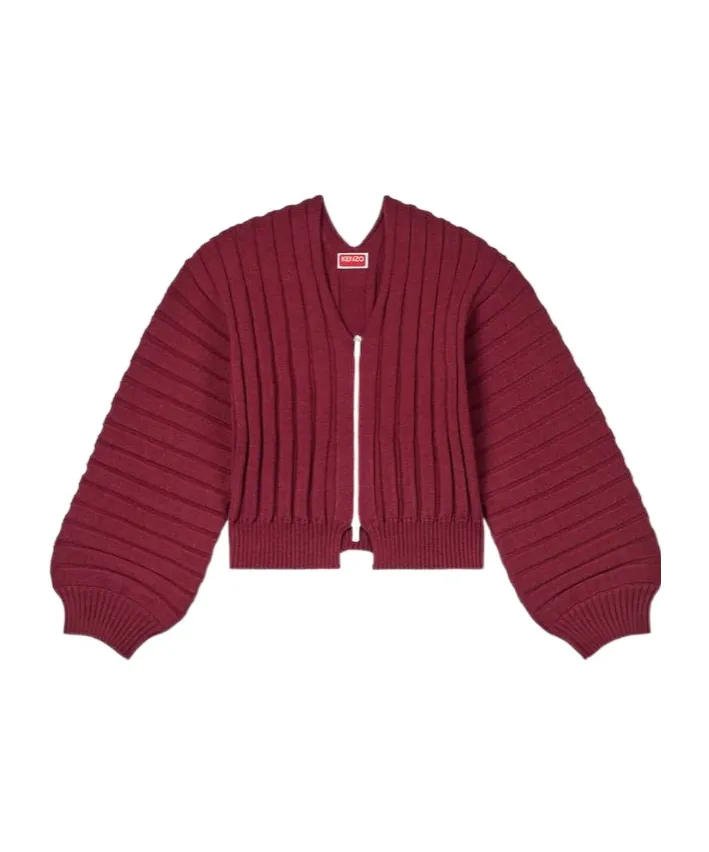Embroidered Rib-Knit Cardigan Kenzo 3D