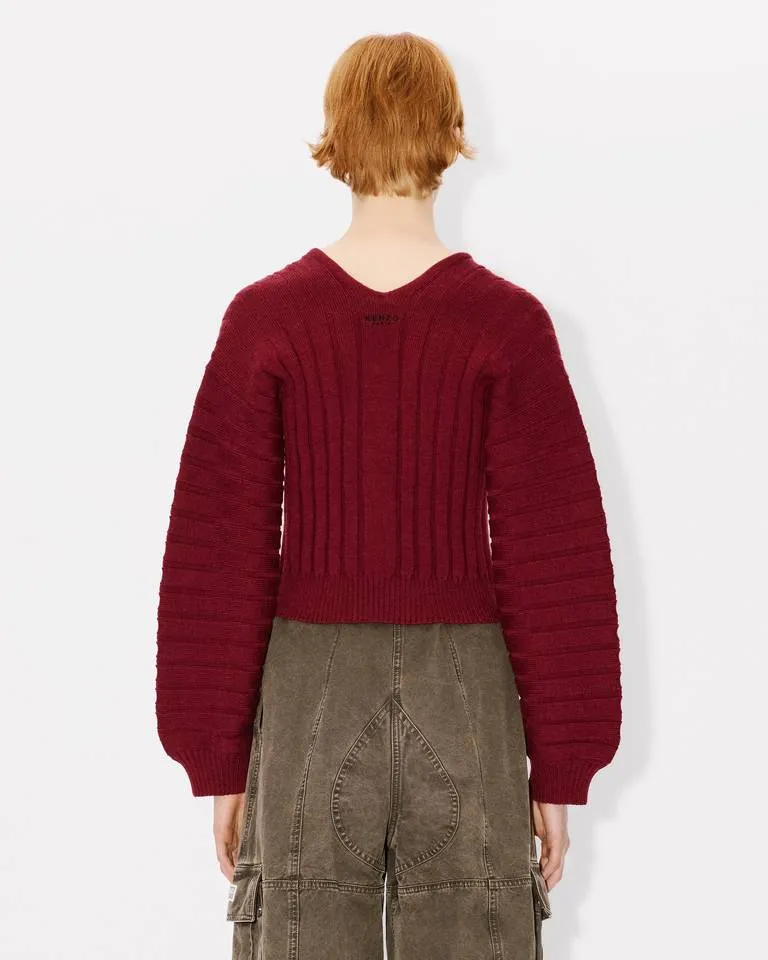Embroidered Rib-Knit Cardigan Kenzo 3D