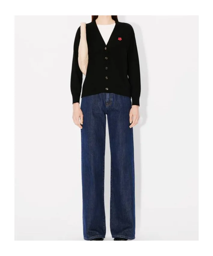 Boke Flower Embroidered V-Neck Cardigan