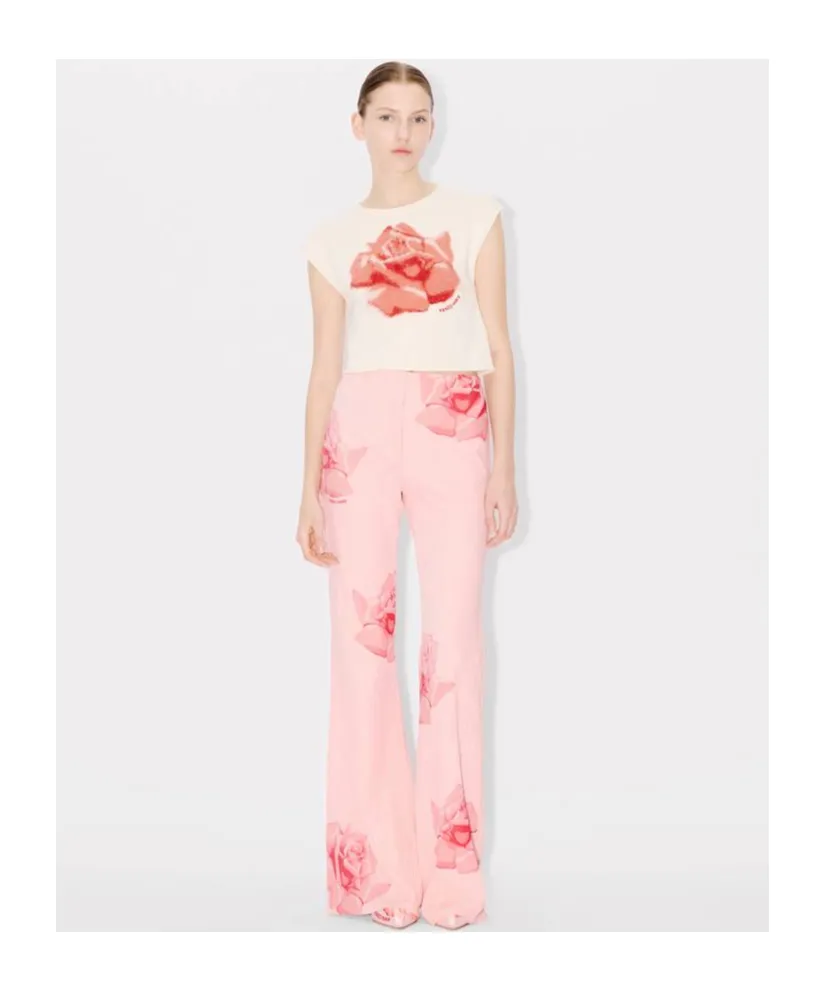 Rose Printed Flared Pants