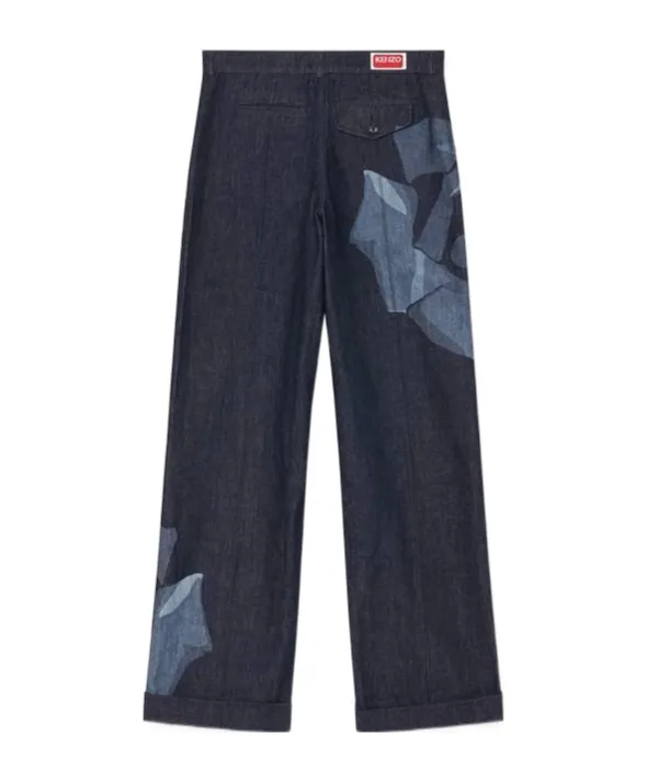 Rose Printed Wide-Leg Jeans