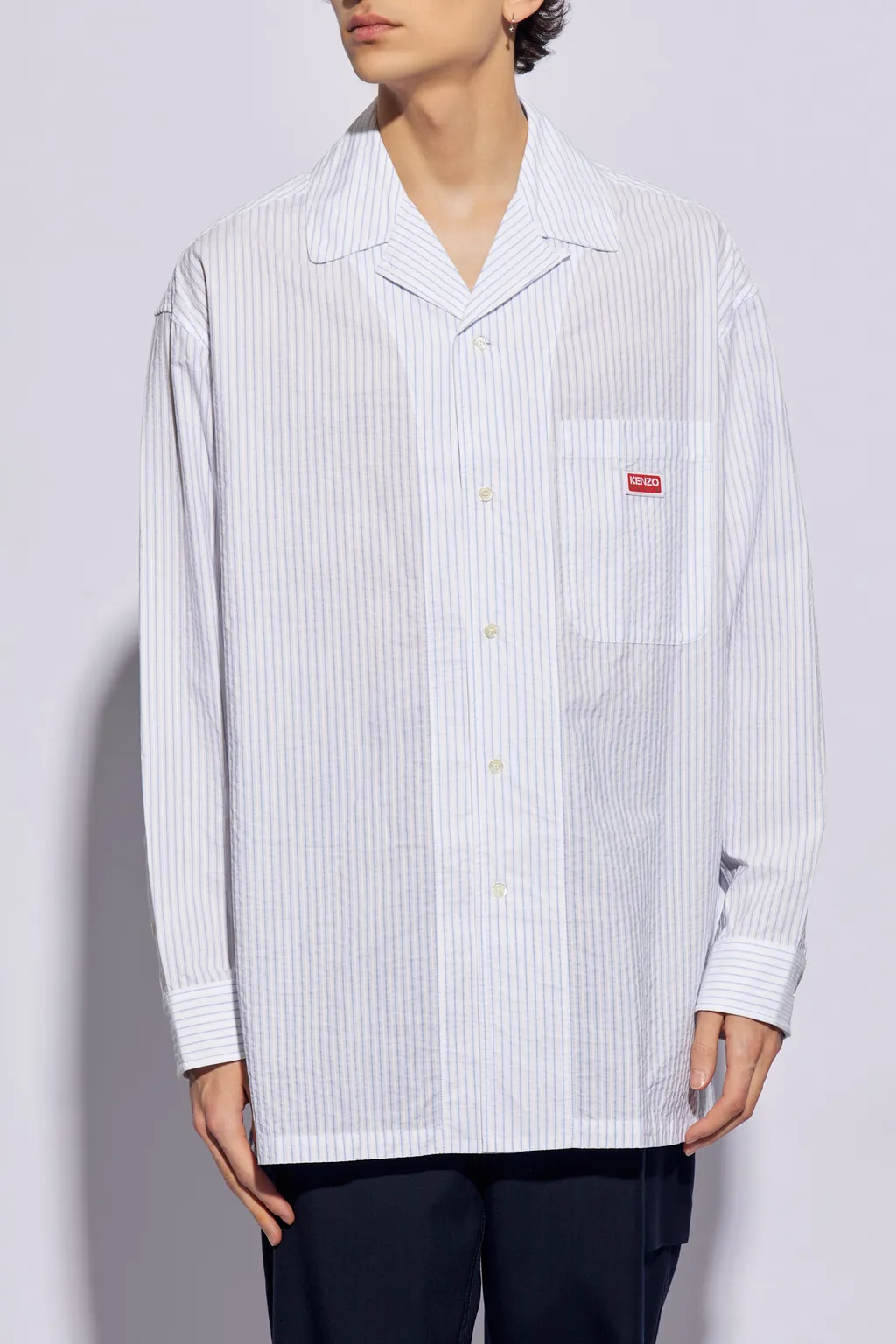 Logo-Patch Striped Shirt
