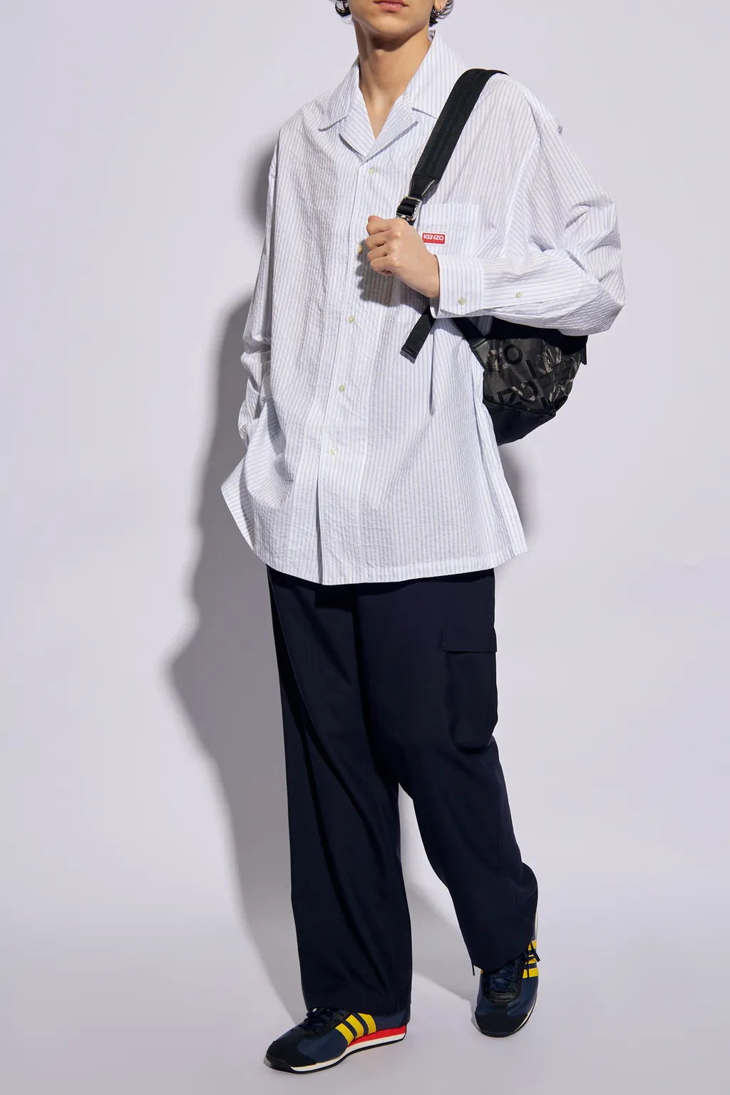 Logo-Patch Striped Shirt