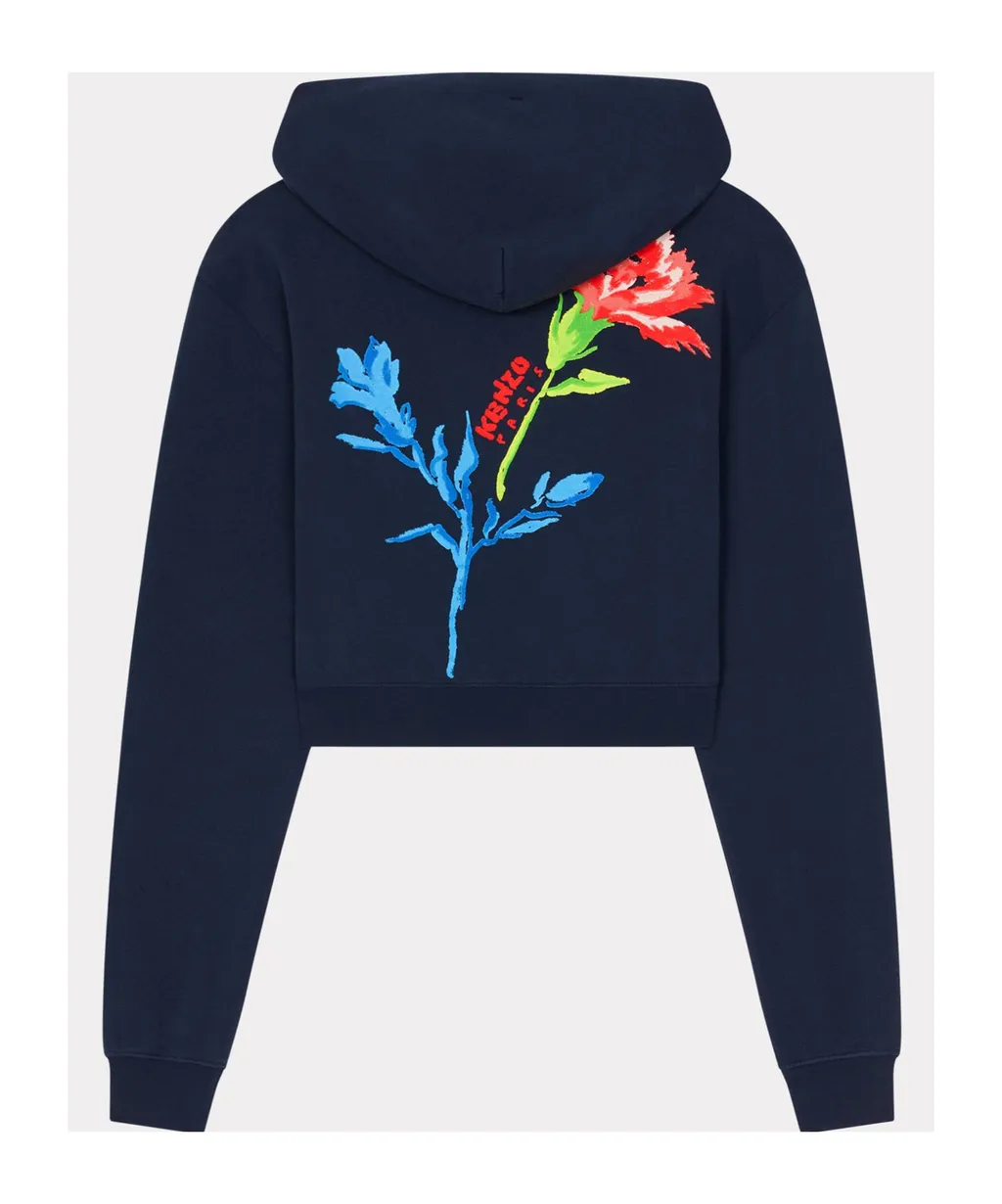 Hooded Embroidered Sweatshirt Kenzo Drawn Flowers