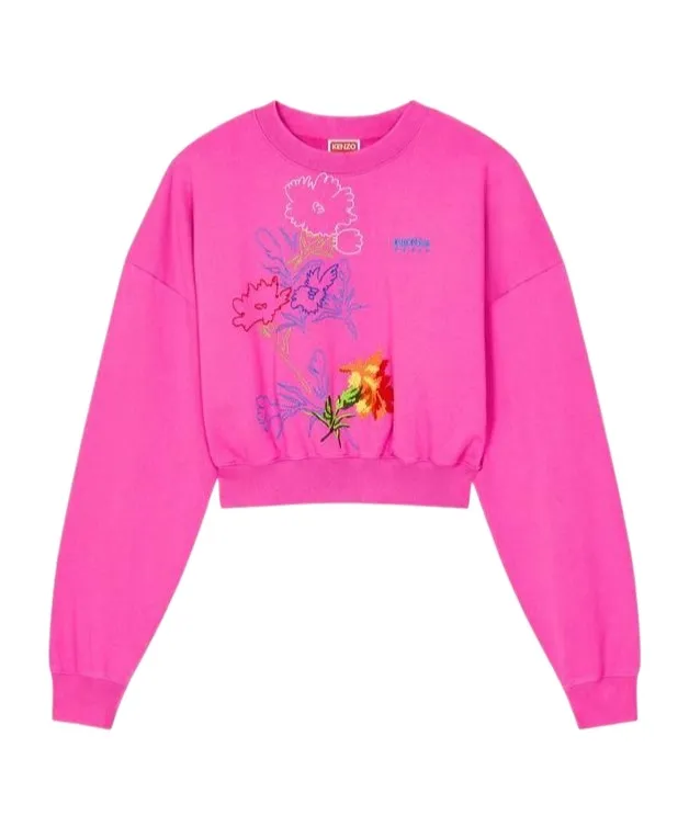 Kenzo Drawn Flowers Embroidered Sweatshirt