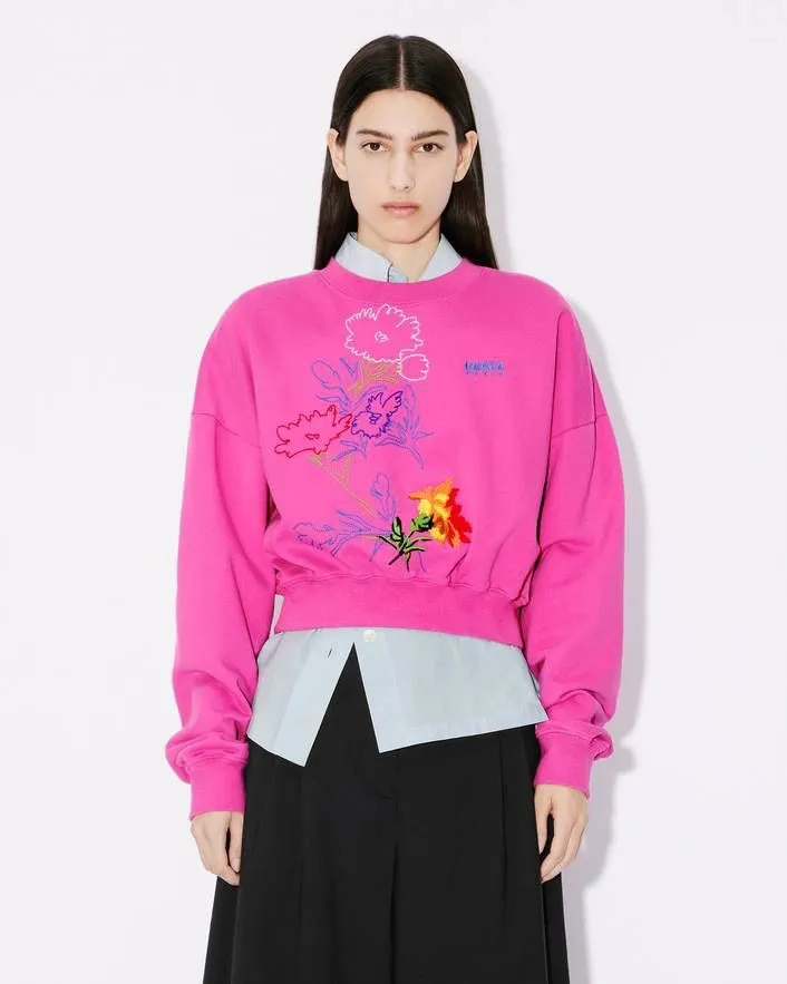 Kenzo Drawn Flowers Embroidered Sweatshirt