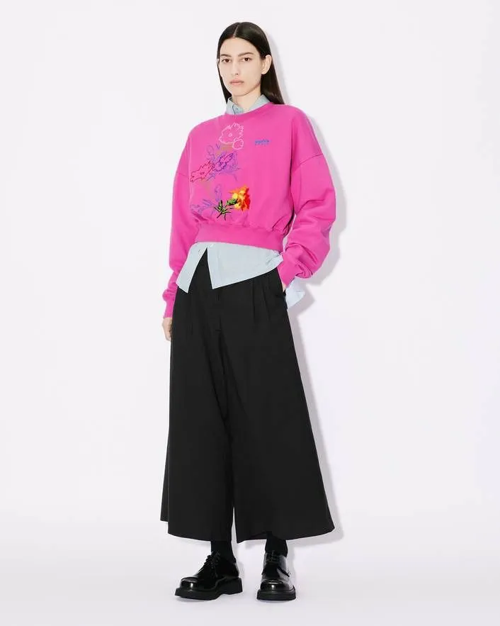 Kenzo Drawn Flowers Embroidered Sweatshirt