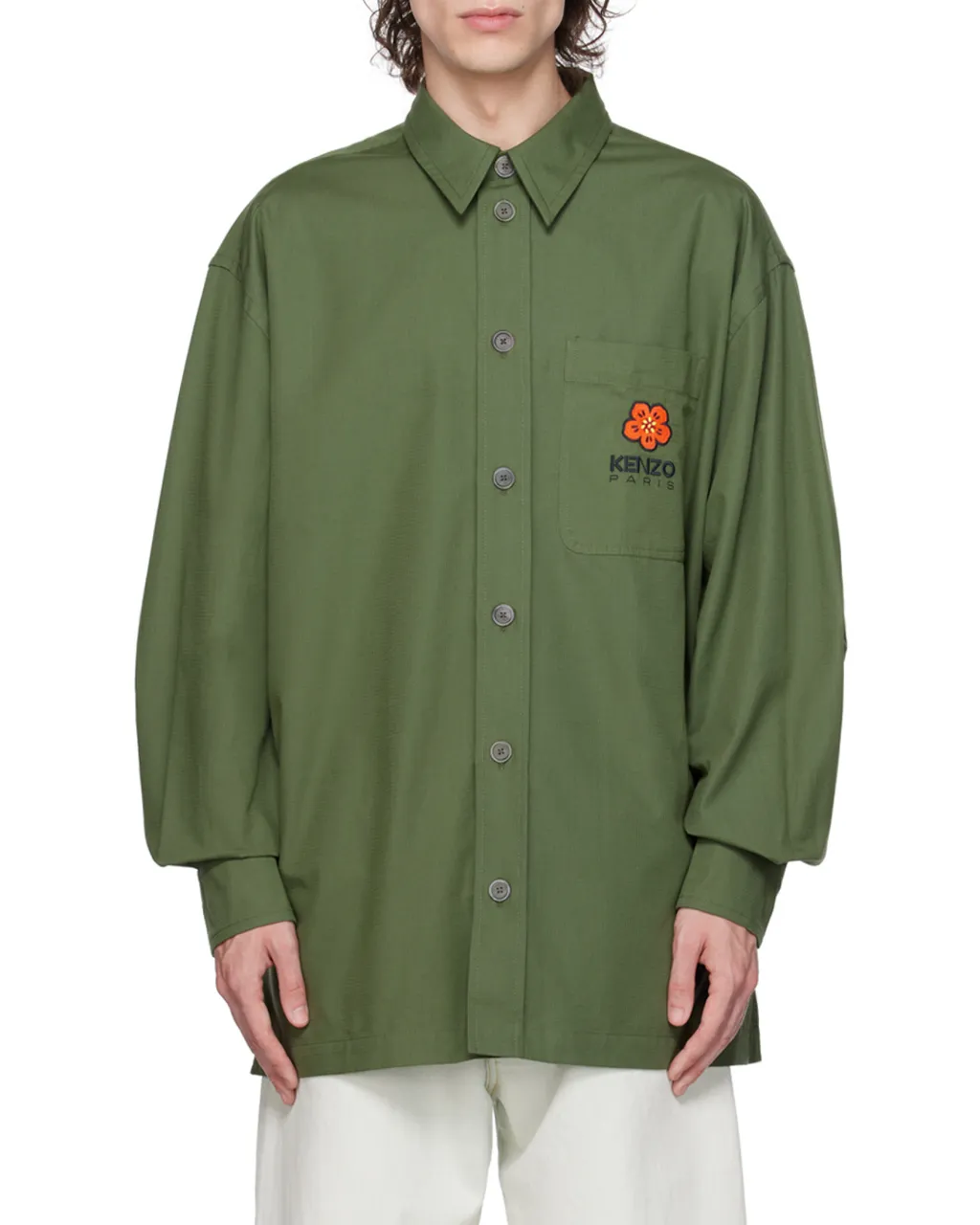 Boke Flower Embroidered Buttoned Shirt
