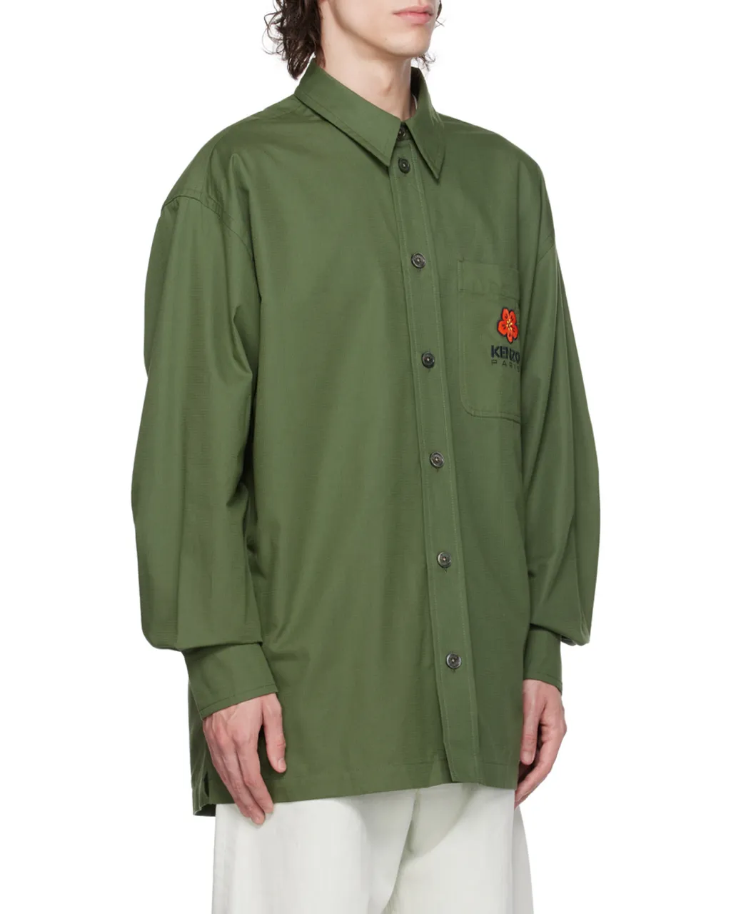 Boke Flower Embroidered Buttoned Shirt