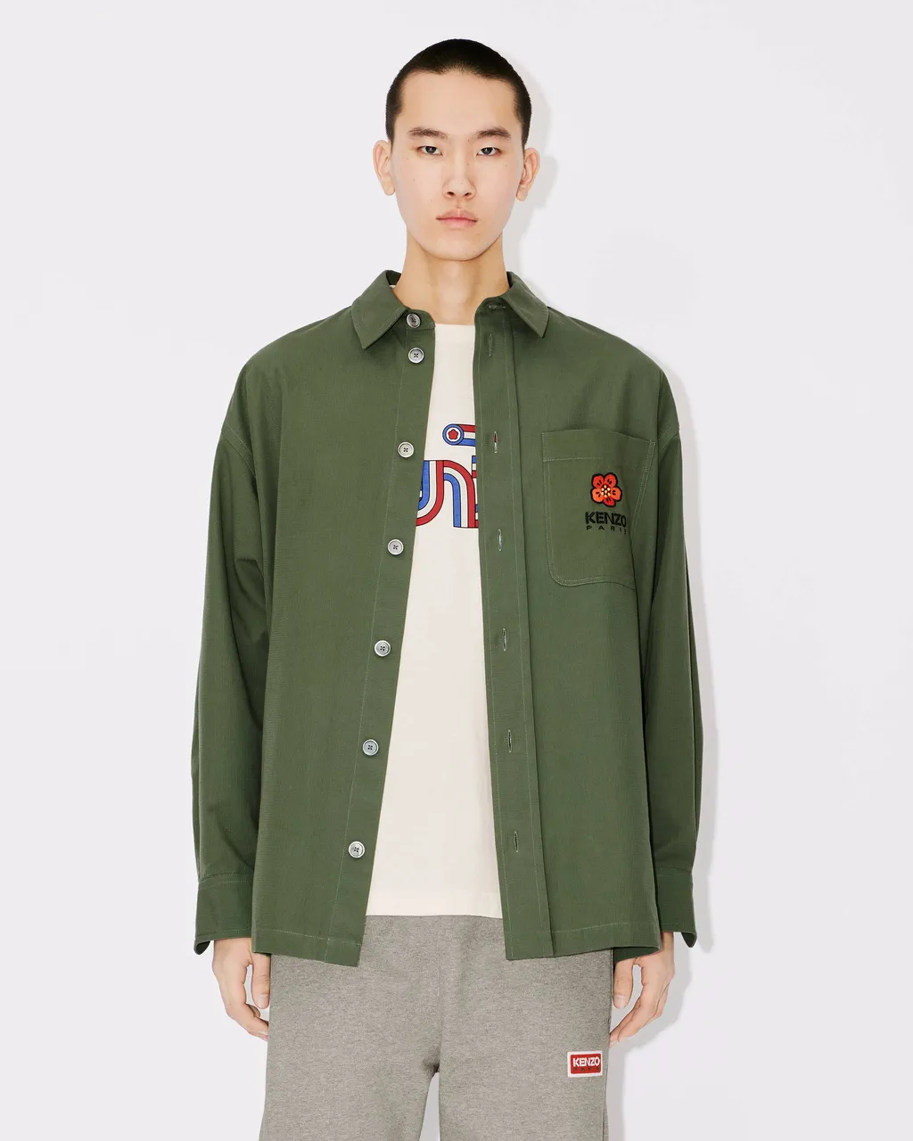 Boke Flower Embroidered Buttoned Shirt
