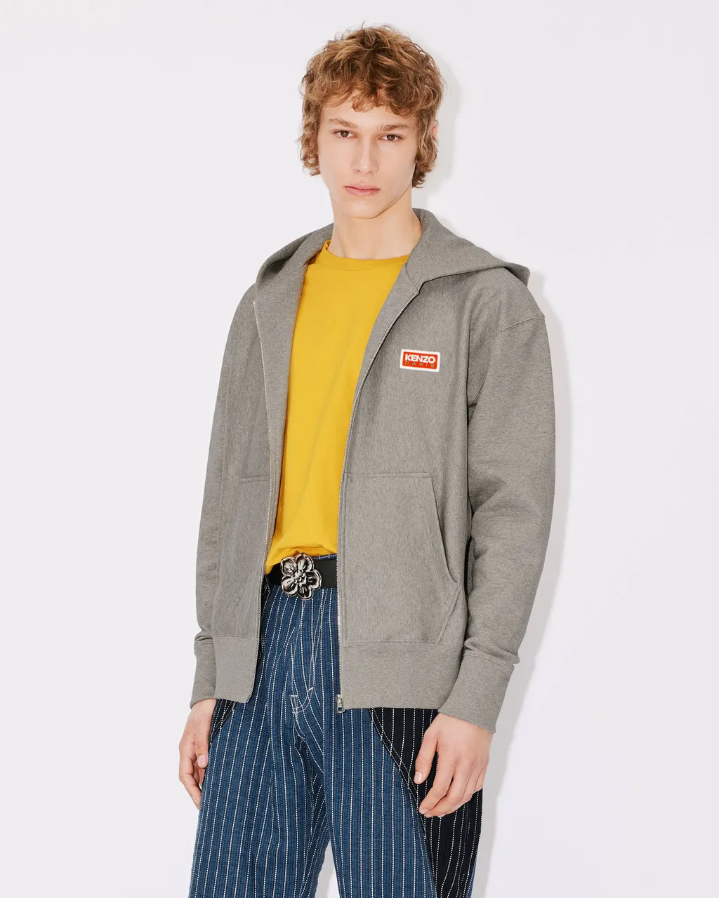 Logo Embroidered Zip-Up Hoodie