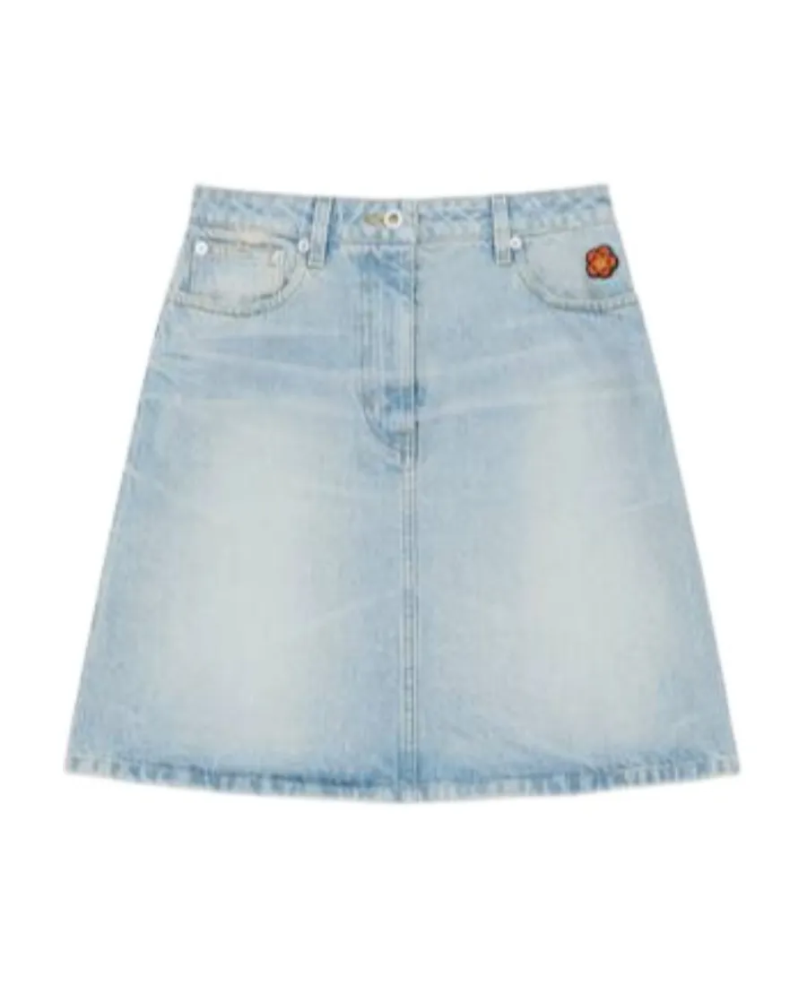 Straight Hem Denim Skirt