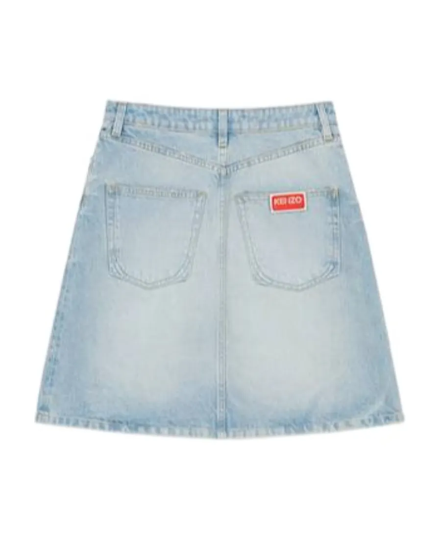 Straight Hem Denim Skirt