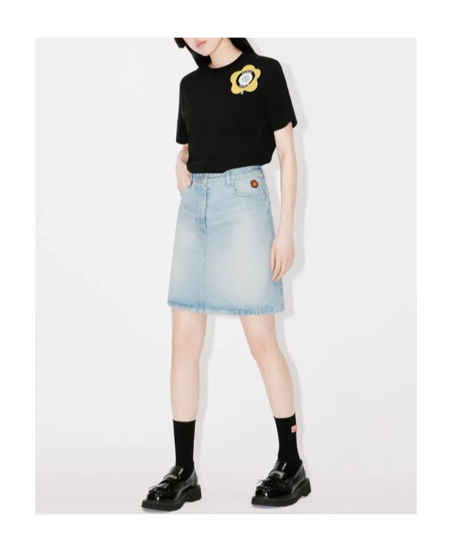 Straight Hem Denim Skirt