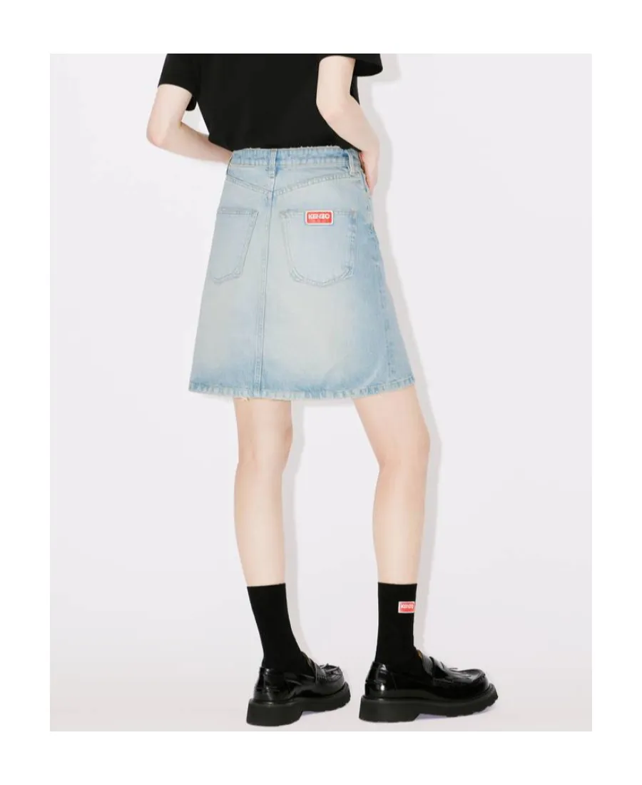 Straight Hem Denim Skirt