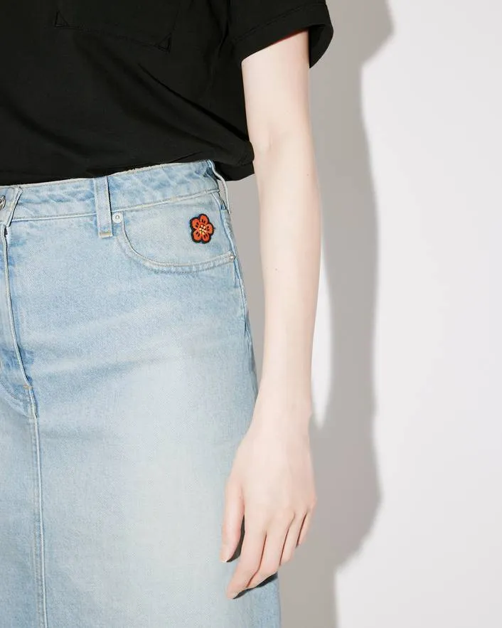Straight Hem Denim Skirt