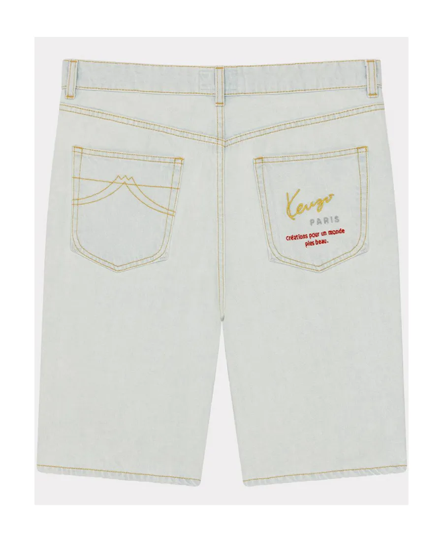 Logo Embroidered Denim Shorts