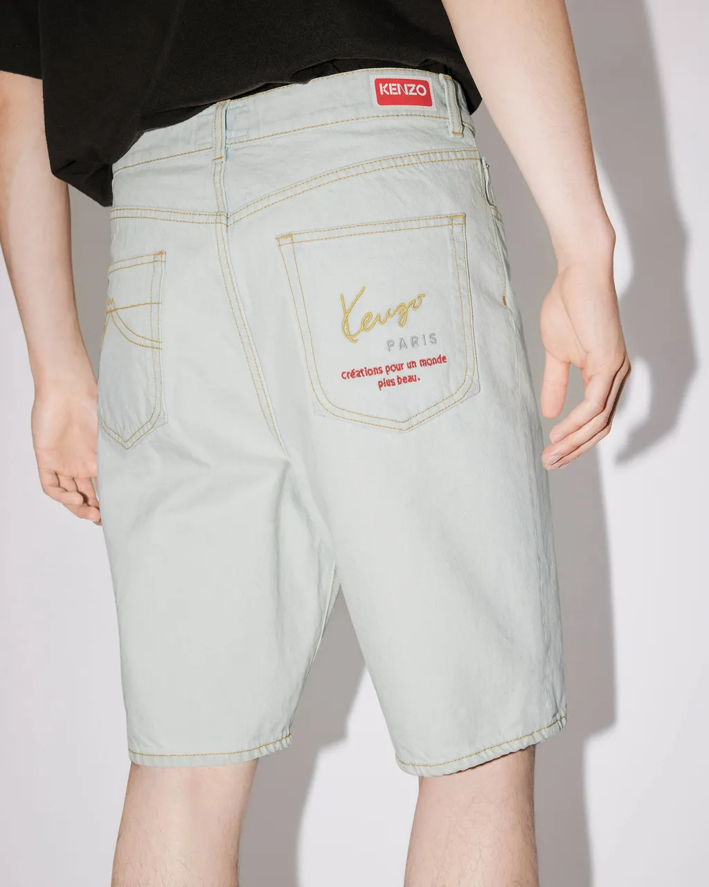 Logo Embroidered Denim Shorts