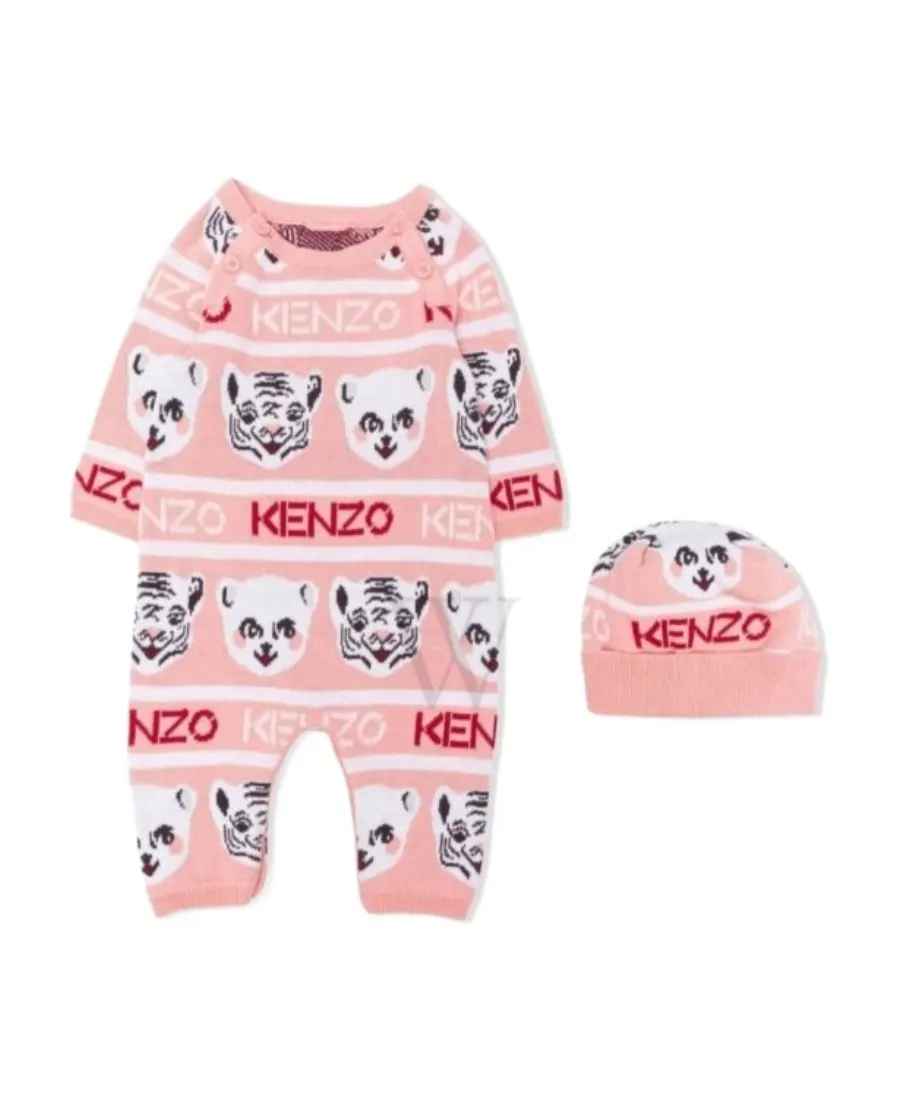 Inlaid Logo Baby Suit And Hat Set