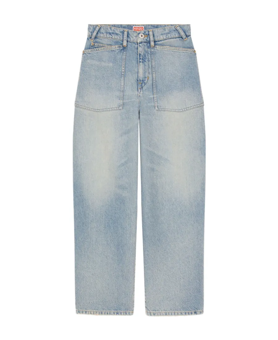 High-Rise Logo Patch Jeans