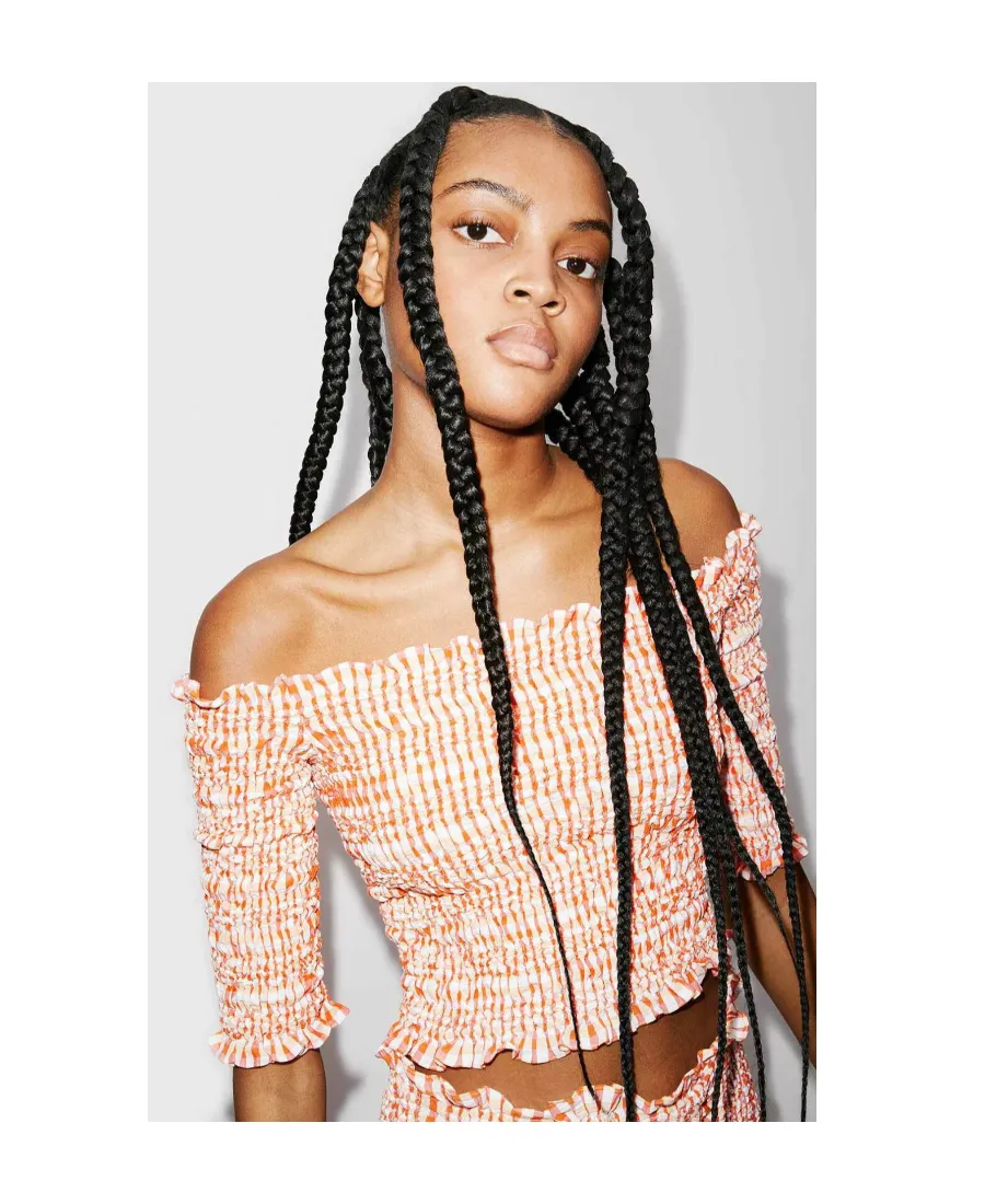 Off-Shoulder Smocked Crop Top