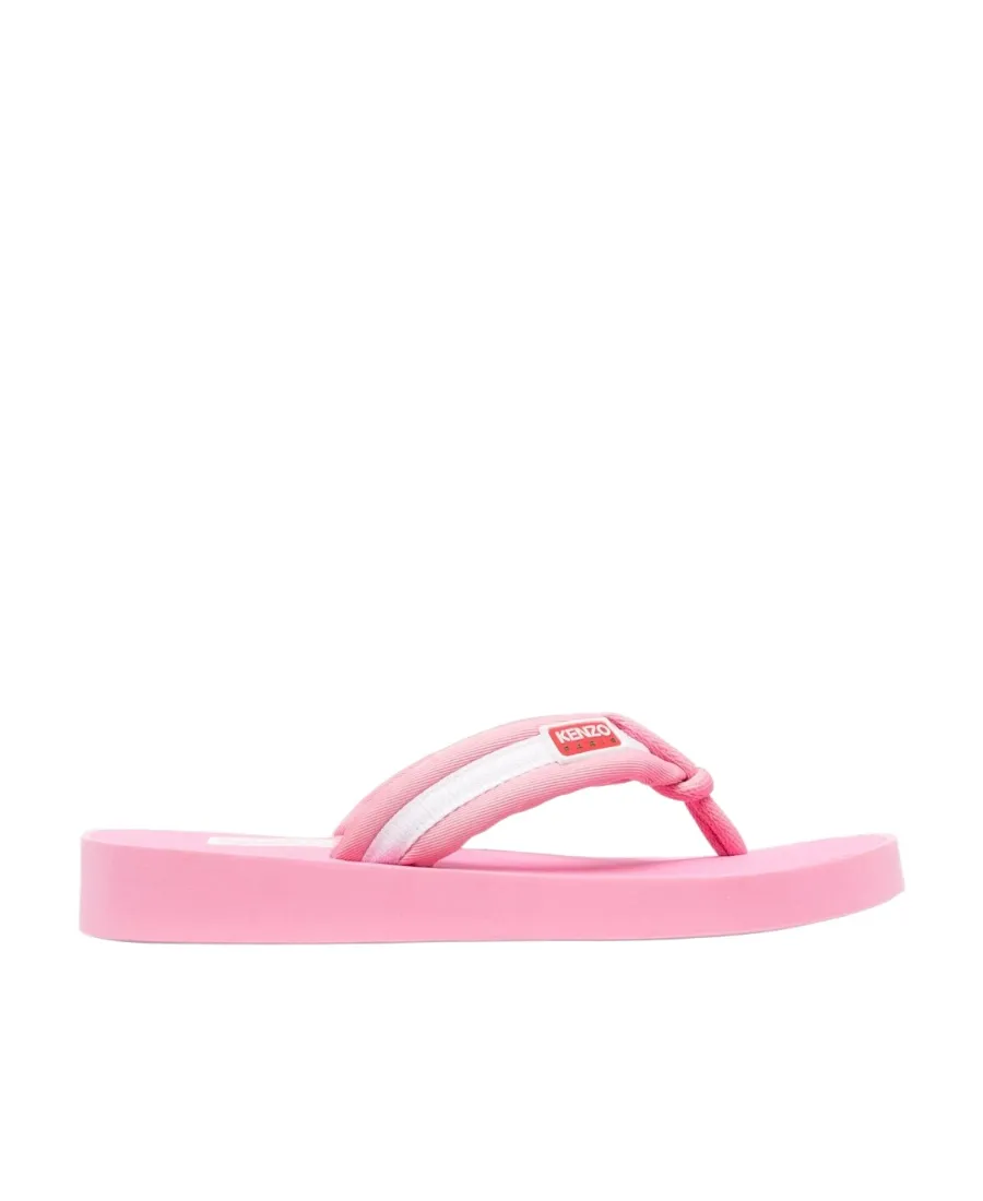 Logo-Patch Striped Slip-On Flip Flops