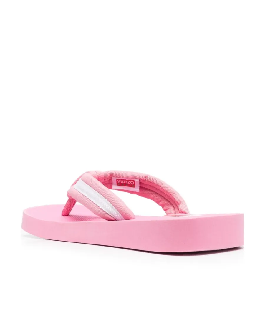 Logo-Patch Striped Slip-On Flip Flops