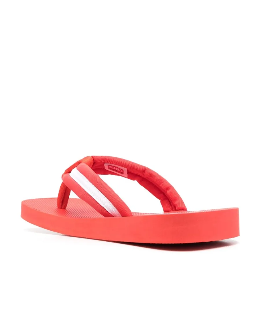 Logo-Patch Striped Slip-On Flip Flops