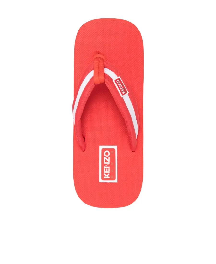 Logo-Patch Striped Slip-On Flip Flops
