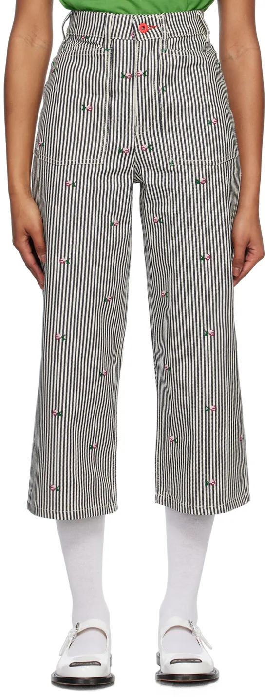 Striped Wide-Leg Jeans