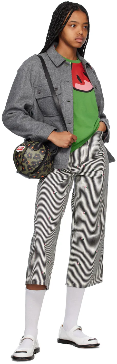 Striped Wide-Leg Jeans
