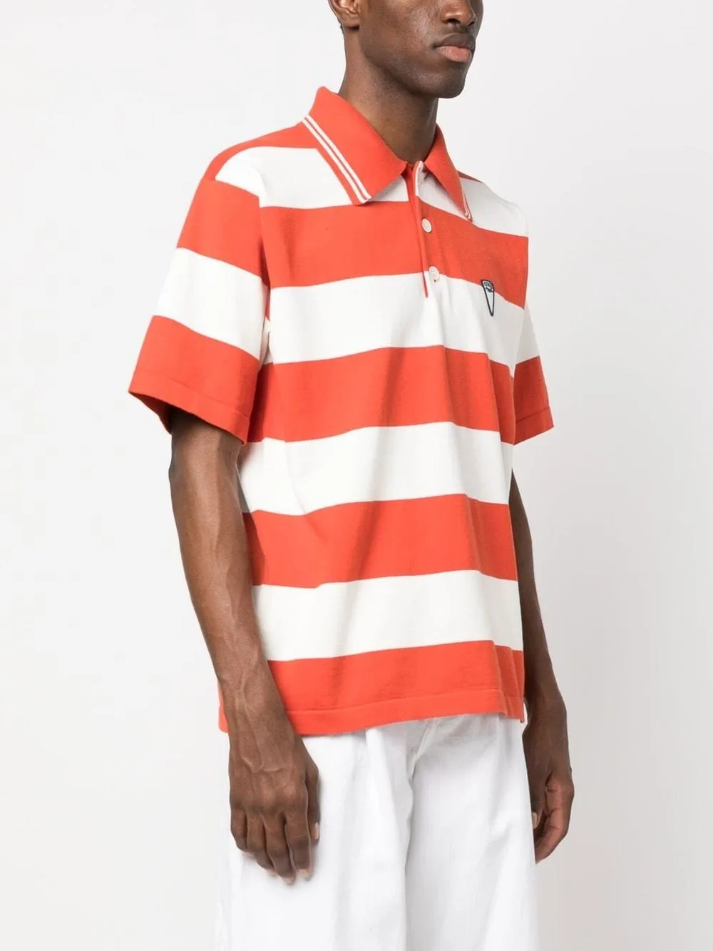 Logo Patch Striped Polo Shirt
