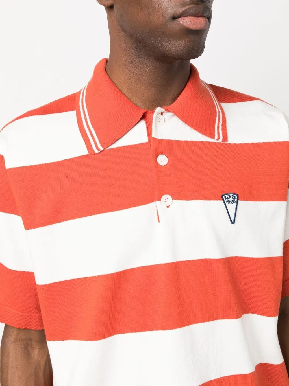 Logo Patch Striped Polo Shirt