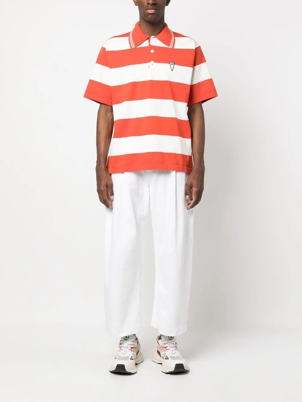 Logo Patch Striped Polo Shirt