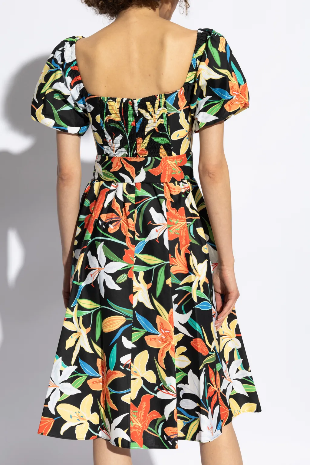 Floral-Print Square-Neck Midi Dress