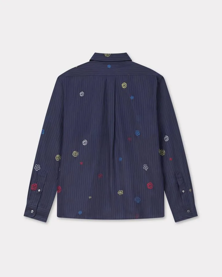 Embroidered Casual Shirt In Cotton Poplin