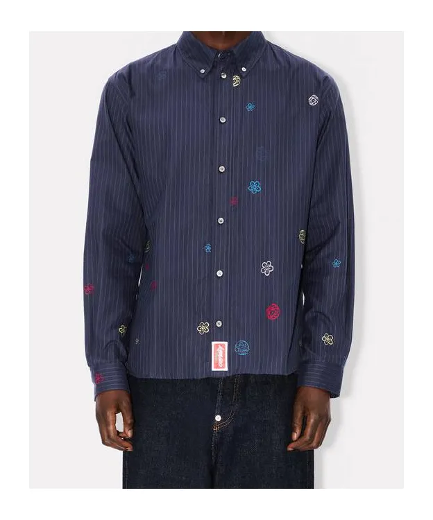 Embroidered Casual Shirt In Cotton Poplin