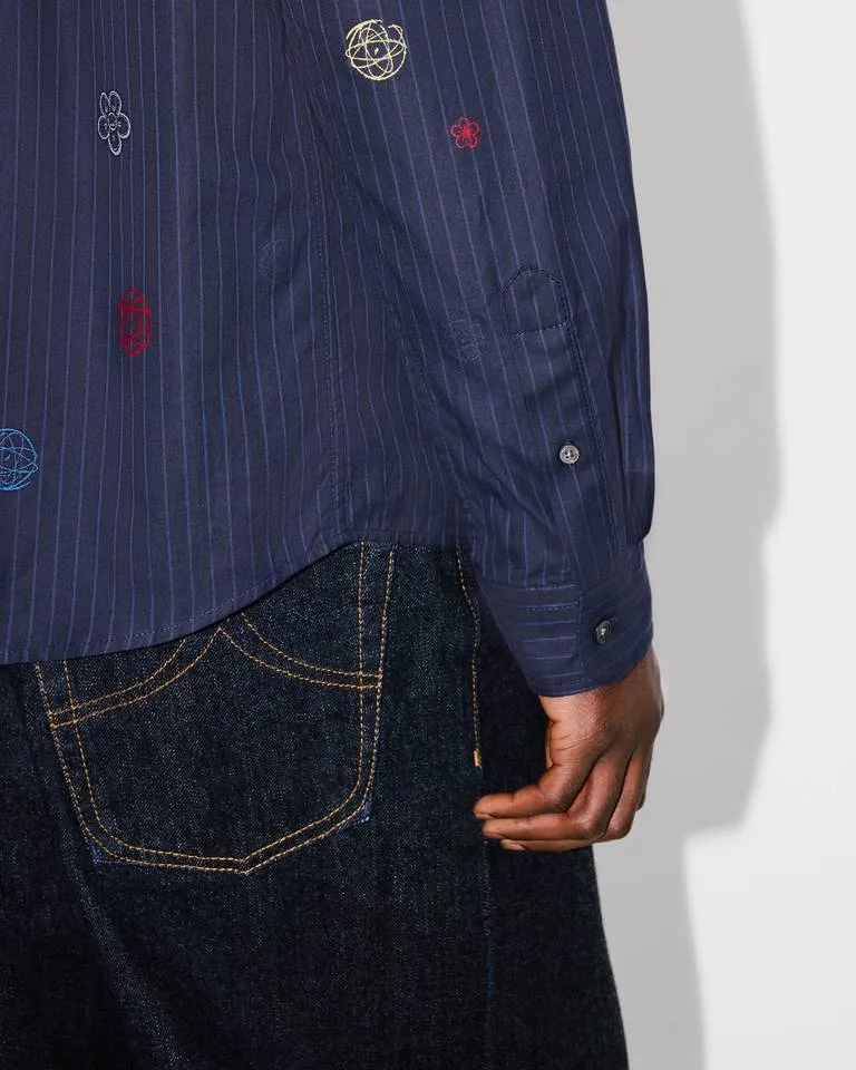 Embroidered Casual Shirt In Cotton Poplin