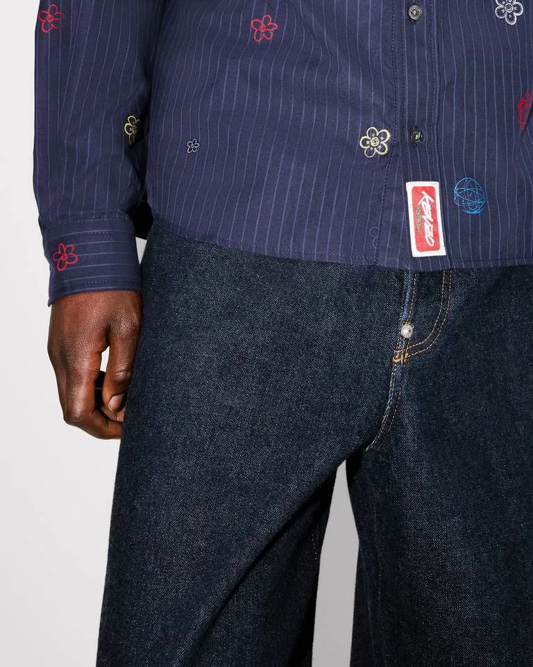 Embroidered Casual Shirt In Cotton Poplin