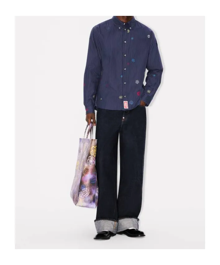Embroidered Casual Shirt In Cotton Poplin