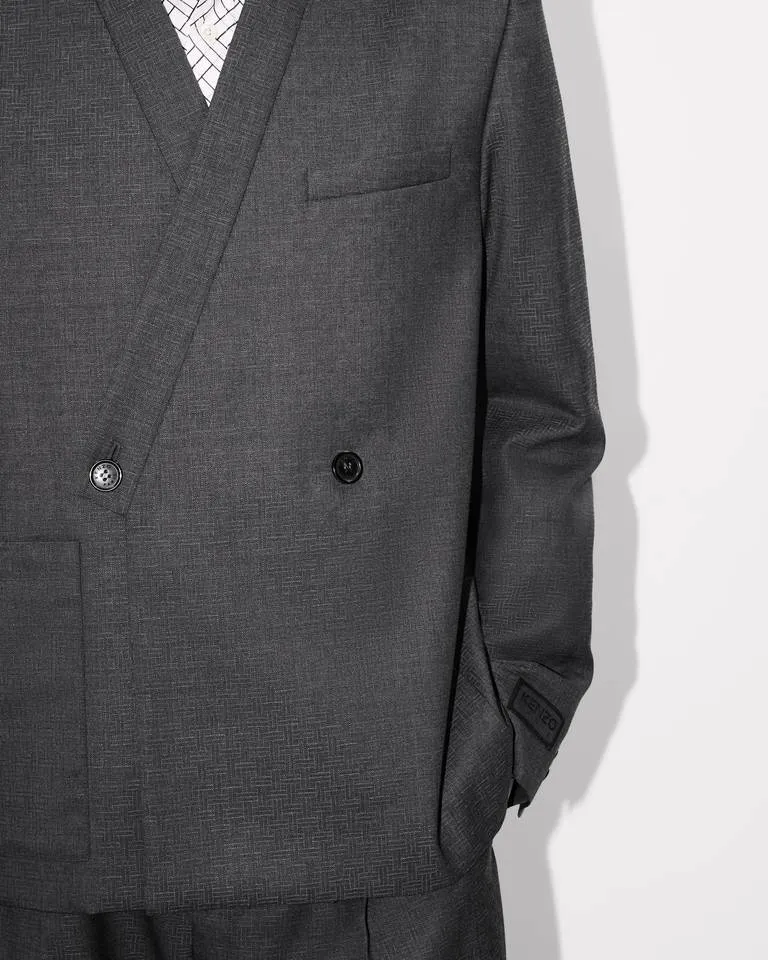 Adjusted Tailored Kimono Jacket In Wool Jacquard